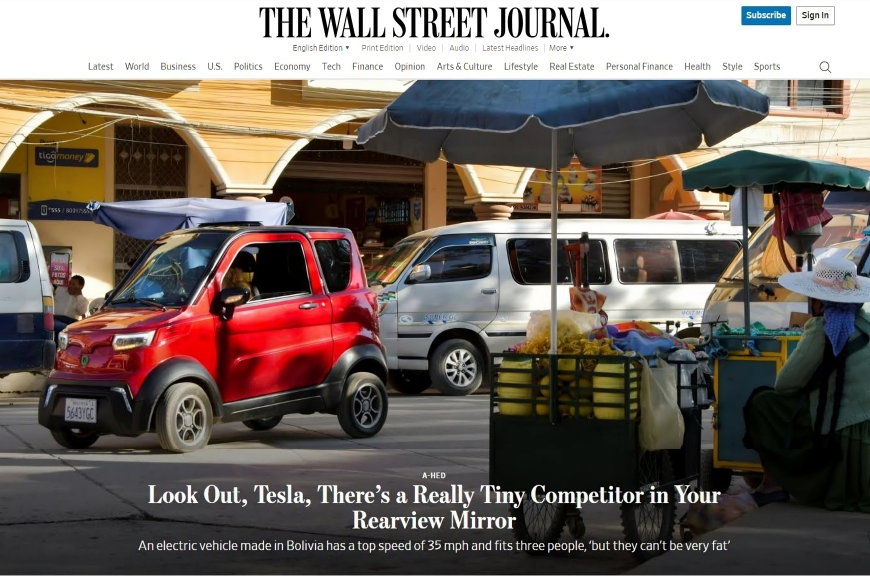Quantum brilla con luz propia: El Wall Street Journal tuvo en portada a la automotriz boliviana